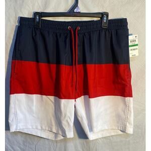 Club Room Men's Colorblock Large Swim Trunks With Pockets New With Tags 4th July